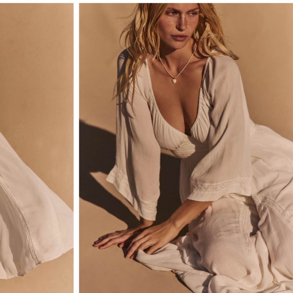 Free People Dixie Maxie Dress Size M egret white color worn only once!